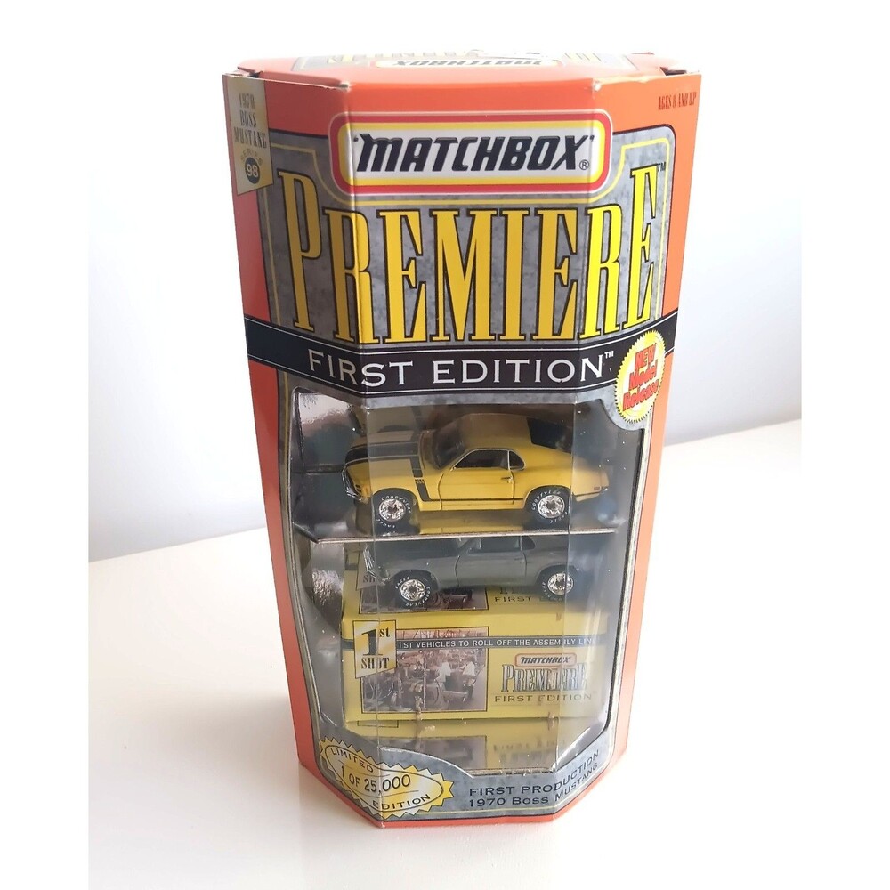 Matchbox 1997 Premiere First Edn YELLOW '70 FORD BOSS MUSTANG 1st Production Set